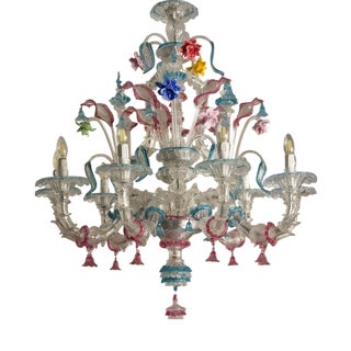 Six-Light Murano Chandelier by Zanchi For Sale