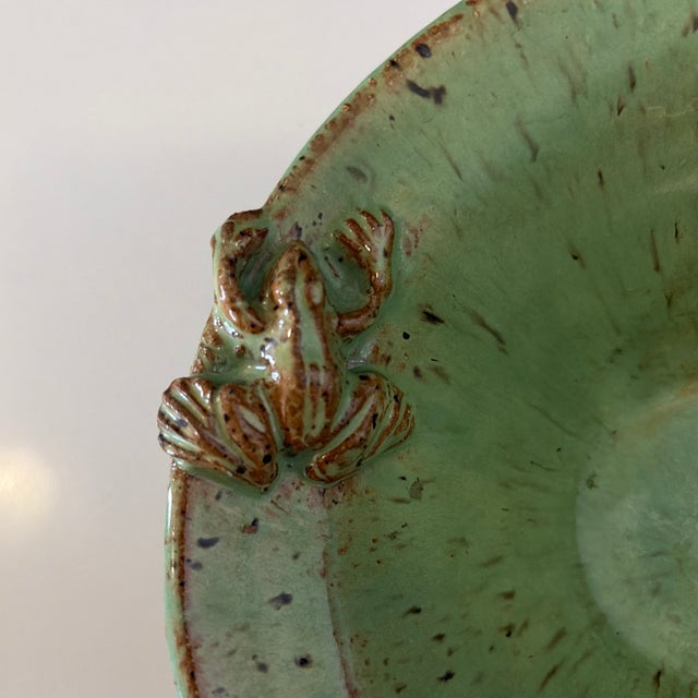 Traditional Handmade Green Studio Pottery Bowl With Sculptural Rim Detail For Sale - Image 3 of 9
