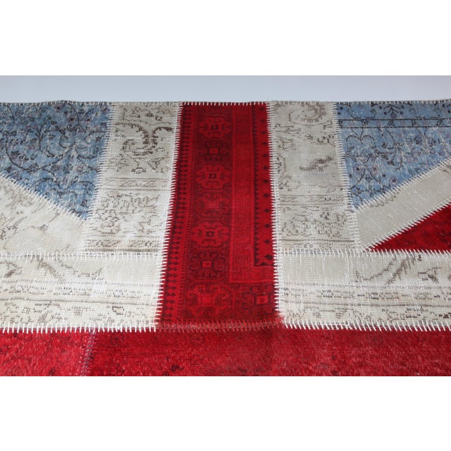 Textile Mid 20th Century Contemporary Patchwork Rug With Bold Geometric Cross Design - 6' 6'' X 10' 2'' For Sale - Image 7 of 12