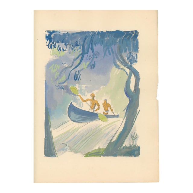 Milivoj Uzelac – Canoeing – Original Art Deco Pochoir Sporting Print, 1932 For Sale