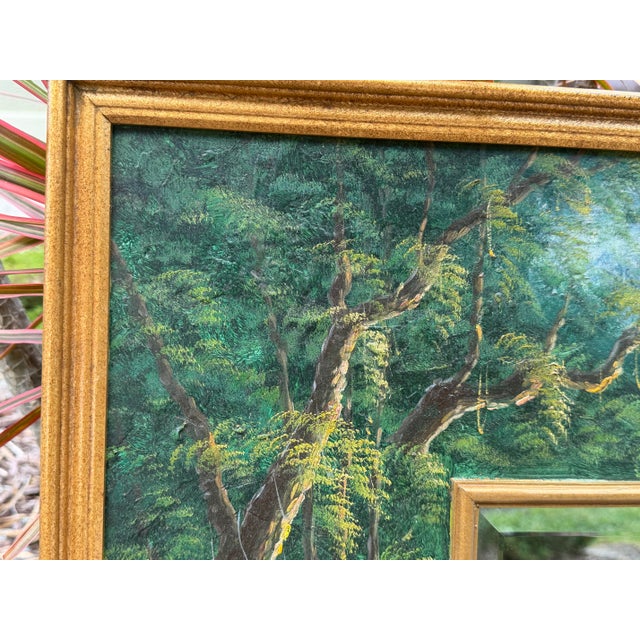 Vintage Hand-Painted Tropical Landscape Beveled Wall Mirror For Sale - Image 11 of 12