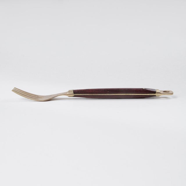 Modern Brass and Wood Cutlery Set by Carl Cohr, 1960s, Set of 19 For Sale - Image 6 of 12