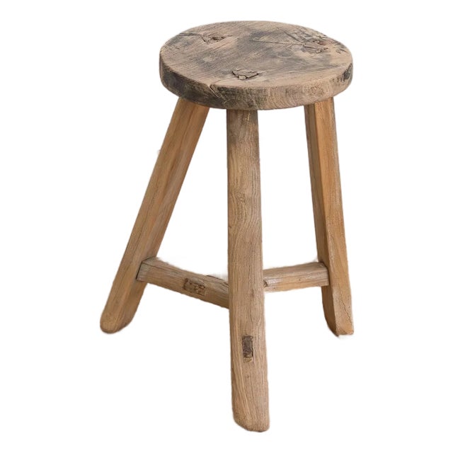 Vintage Burnt Wood Milking Stool For Sale
