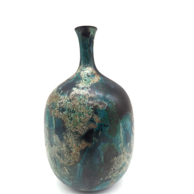 Japanese Bronze Glazed Vase with Handles