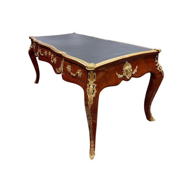 Louis XV Style Writing Desk in Burl Wood and Gilded Bronzes For Sale - Image 3 of 6
