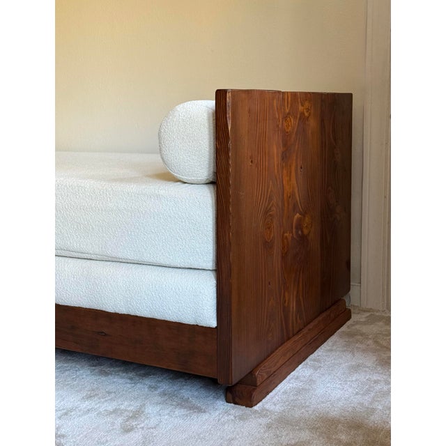 2010s A Hand-Crafted Wood and Bouclé Daybed, 21st Century For Sale - Image 5 of 12