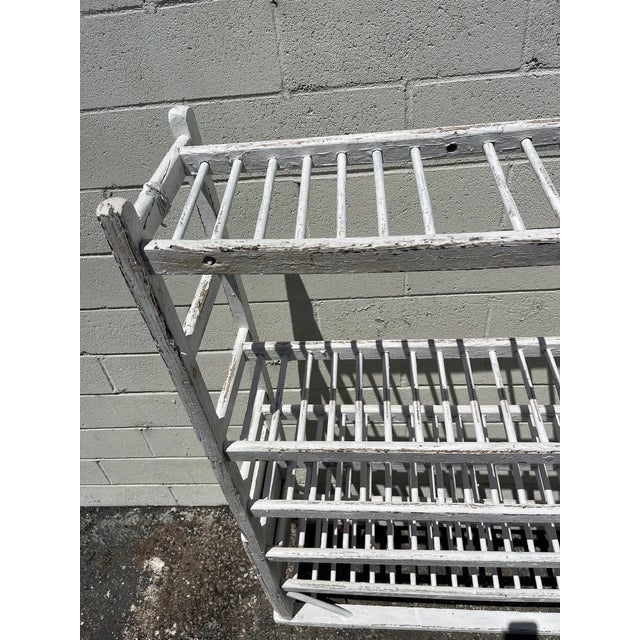 Antique Cobblers Rack Wood Rolling Planter Rustic Kitchen Storage Shelves For Sale - Image 9 of 10