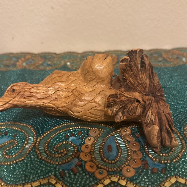 Wood Vintage Hand-Carved Burl Wood Eagle Sculpture For Sale - Image 7 of 7