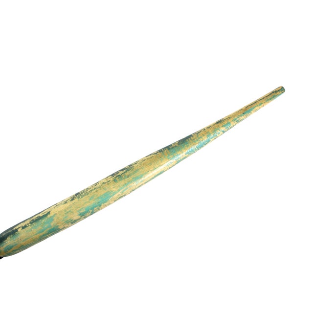 Vintage Handmade Carved Wood Green Paintbrush Sculpture For Sale - Image 4 of 5