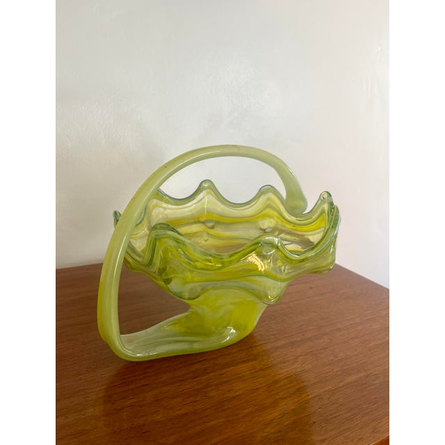Vintage Murano Attributed Glass Basket For Sale In Los Angeles - Image 6 of 6
