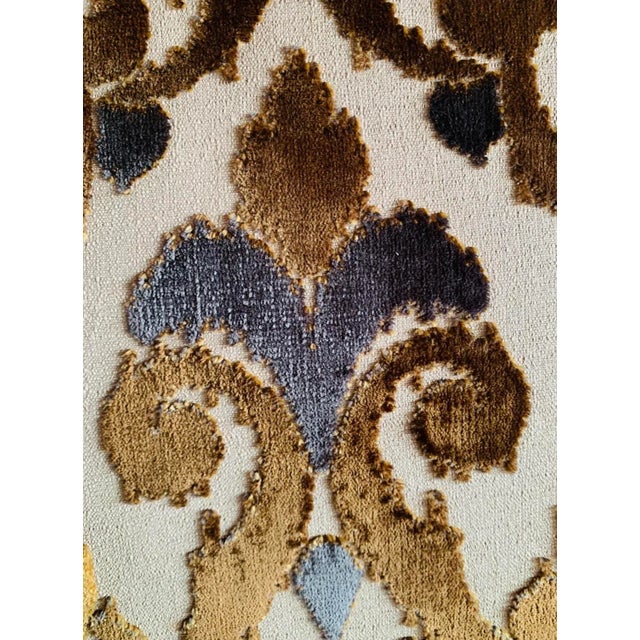 Gold and Tan Thick and Heavy Square Cutout Upholstery Woven Vintage Pillow For Sale In San Diego - Image 6 of 6