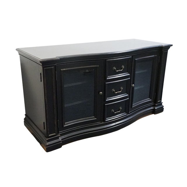 Hooker Hooker Furniture Black Painted Contemporary Modern 61" Media Console Cabinet 429-55-480 For Sale - Image 4 of 14