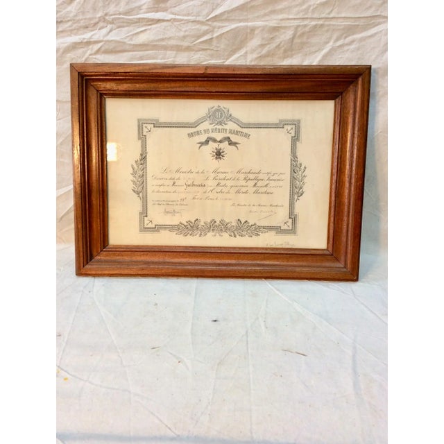 Early 20th Century French Wood Framed Order of Maritime Merit Certificate For Sale - Image 12 of 12