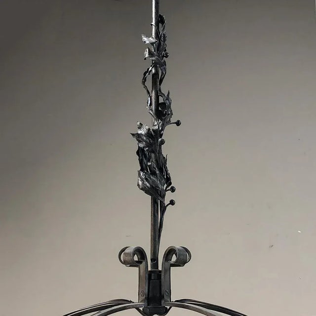 Antique Hand Forged Italian Wrought Iron Chandelier For Sale - Image 10 of 13