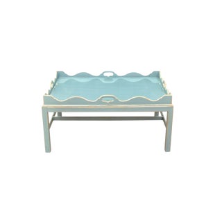 Shabby Chic Lexington Scalloped Cocktail Tray Table For Sale