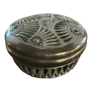 Mexican Black Clay Pottery Box For Sale
