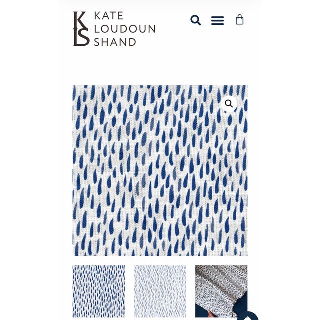 Linen Kate Loudoun Shand the Dabs in Eve Blue 3 Yards Linen Fabric For Sale - Image 8 of 8
