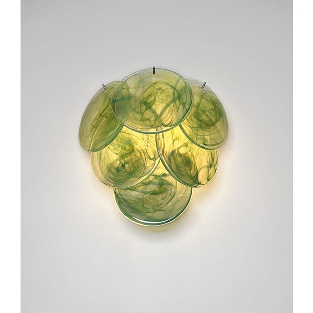 Alabaster Green Glass Discs Wall Sconces, 1990s, Set of 2 For Sale - Image 18 of 18