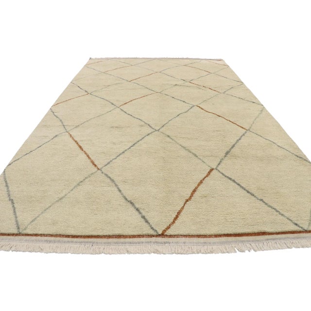 Contemporary Moroccan Rug With Warm Minimalist Style - 06'09 X 10'07 For Sale - Image 4 of 10