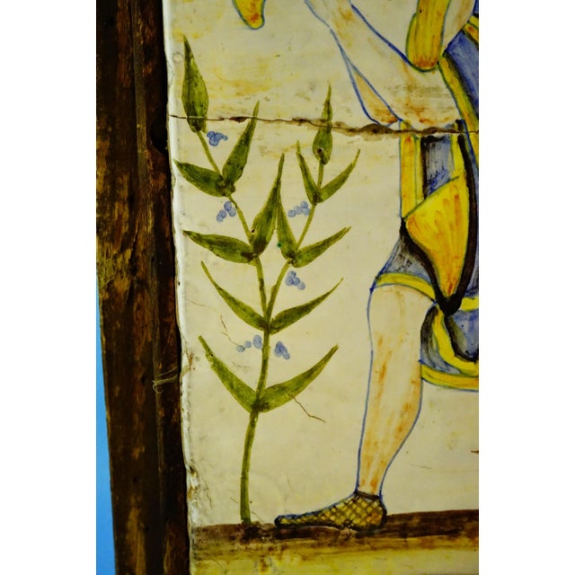 20th Century, Archaic Ceramic Tile Plaque with Wooden Support, Viterbo Tuscia Italy., 1920s, Ceramic For Sale - Image 15 of 18