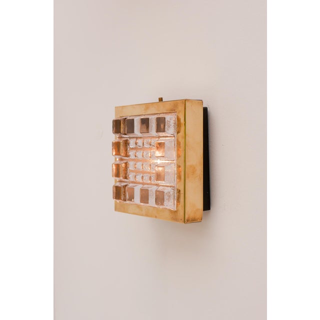 Swedish Brutalist Glass and Brass Wall Lamps from Falkenbergs Belysning, Set of 2 For Sale - Image 6 of 18