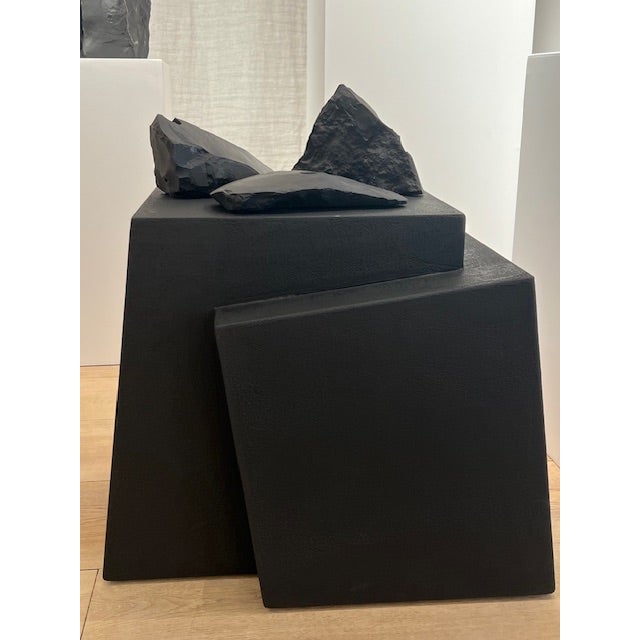Armand & Francine Black Foam Blocks Minimalist sculptural blocks in matte black foam. Versatile as stools, side tables or...