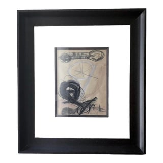 Black & White Abstract Ink Drawing on Paper by Manfred Hebenstreit, 24” X 21” For Sale