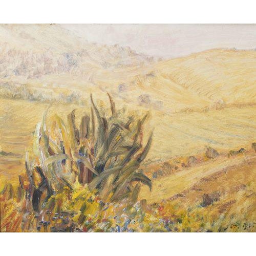 "Landscape". Oil on platex, signed. Dimensions: 38.5 x 46 cm.