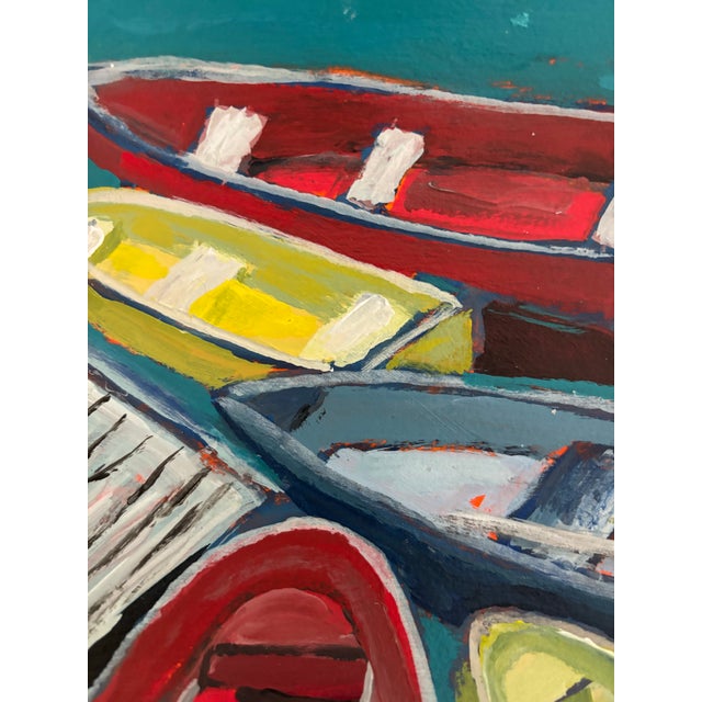 “Five Paddle Boats” Original Acrylic Painting by Linda McDonough For Sale - Image 10 of 10