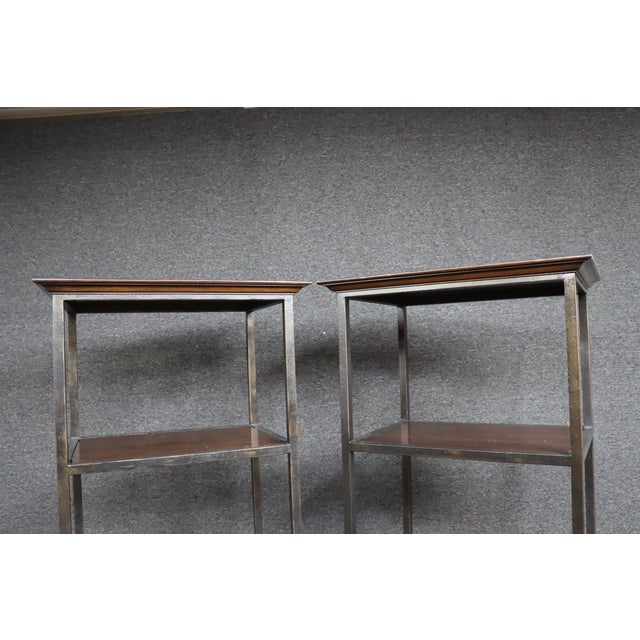 Pair of Henredon Acquisitions Iron & Mahogany Étagère Bookcases For Sale - Image 11 of 17