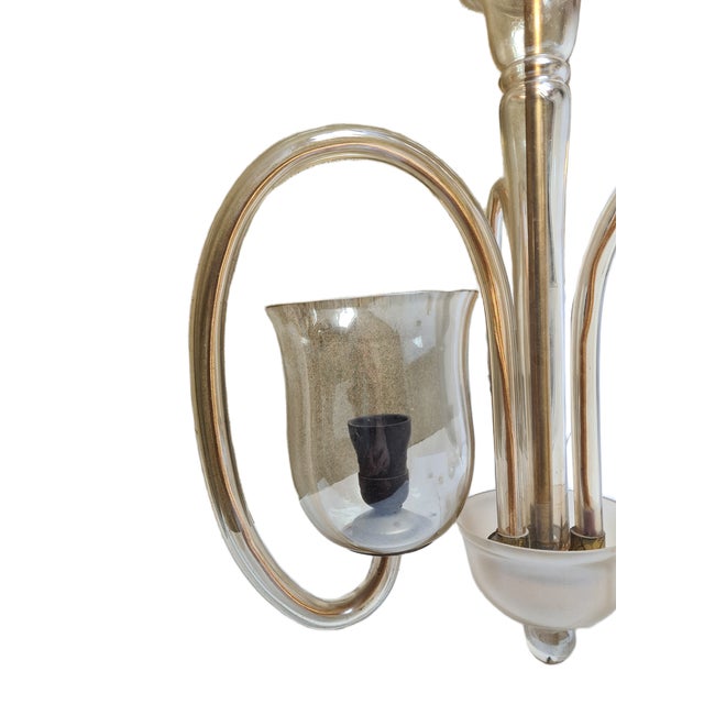 Beige Art Deco Glass Style Chandelier, Former Czechoslovakia, 1930s For Sale - Image 8 of 13