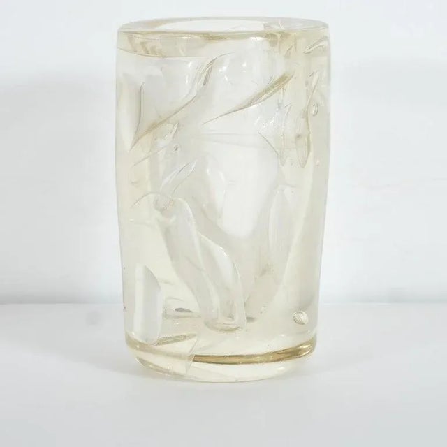 Mid-Century Modern Mid-Century Modern Gold-Flecked Art Glass Vase For Sale - Image 3 of 13