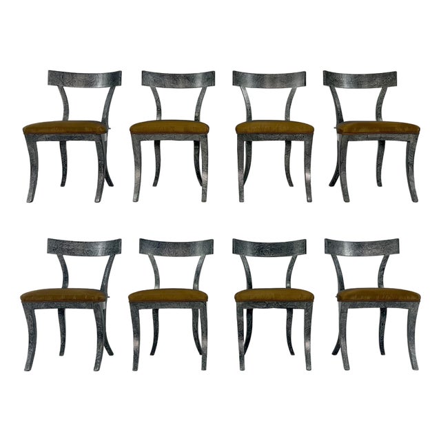 Vintage Designer Klismos Style Wood Dining Chairs in Custom Two Tone Finish - Set of 8 For Sale