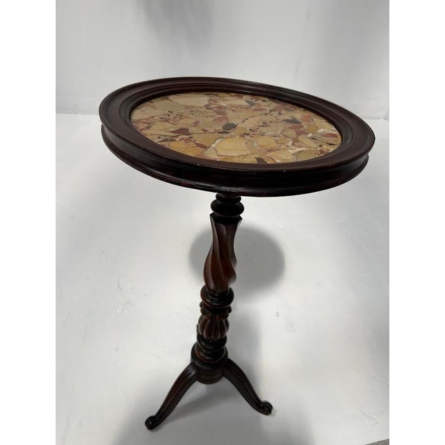 Napoleon III Style Pedestal Table in Walnut and Marble For Sale - Image 5 of 11