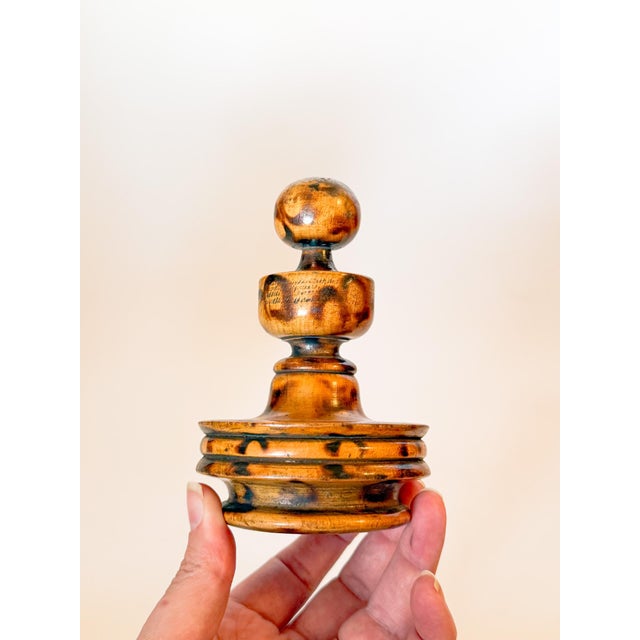 Vintage Scorched Faux Bamboo Wooden Finials, a Pair For Sale In Dallas - Image 6 of 7