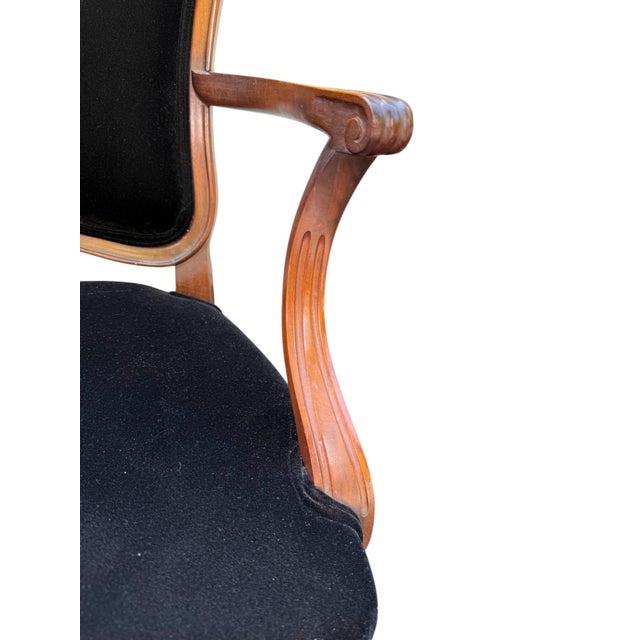 Mid 20th Century Set of Six French Provincial Chairs With Black Velvet Upholstery For Sale - Image 10 of 11