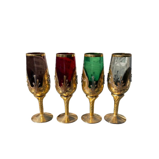 ー品販売  Style Murano Vintage Tre Glasses Champagne Fluted Fuochi グラス・カップ・酒器
