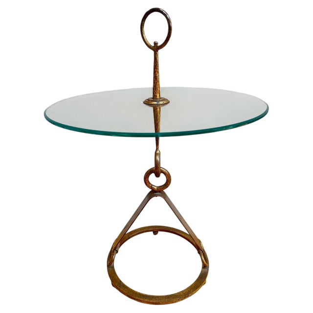 Vintage Circular Side Table in Gilt Wrought Iron by Giovanni Banci for Hermes, 1950 For Sale - Image 14 of 14