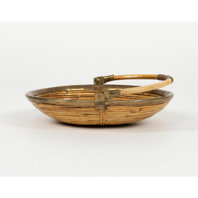 Mid-Century Modern Oval Bowl in Rattan and Brass, 1970s For Sale - Image 10 of 15