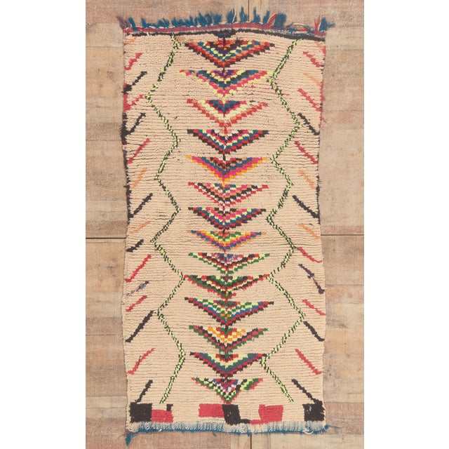 Vintage Azilal Boucherouite Moroccan Rug, 03'07 X 07'01 For Sale - Image 10 of 10