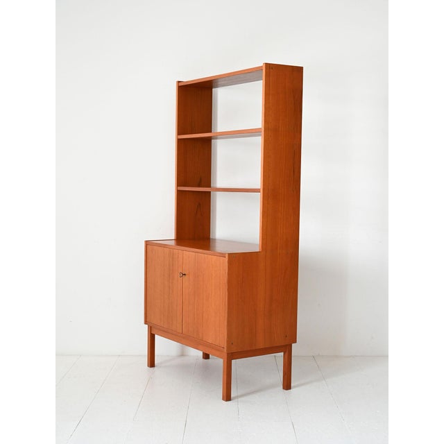 Vintage Scandinavian Bookcase with Hinged Doors and Open Shelves, 1950s For Sale - Image 4 of 9