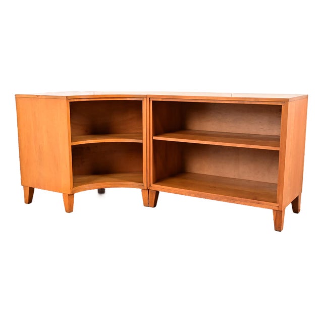 Leslie Diamond for Conant Ball Mid-Century Modern Solid Birch Two-Piece Corner Bookcase, 1950s For Sale
