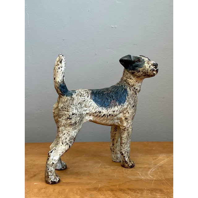 Vintage Cast Iron Jack Russell Terrier Dog Doorstop For Sale In West Palm - Image 6 of 12