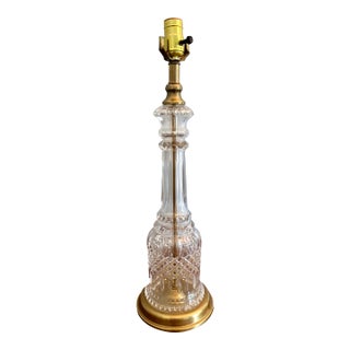 Late 20th Century Federick Cooper Hollywood Regency Cut Glass & Brass Table Lamp For Sale