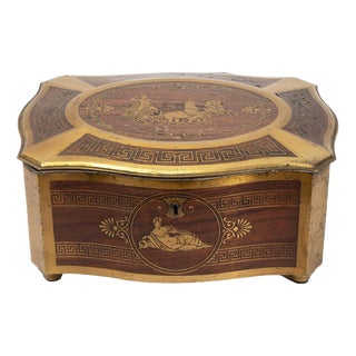 Antique Late 19th Century Jewelry Box in Fine Exotic Wood and Gilded Bronze, Germany For Sale