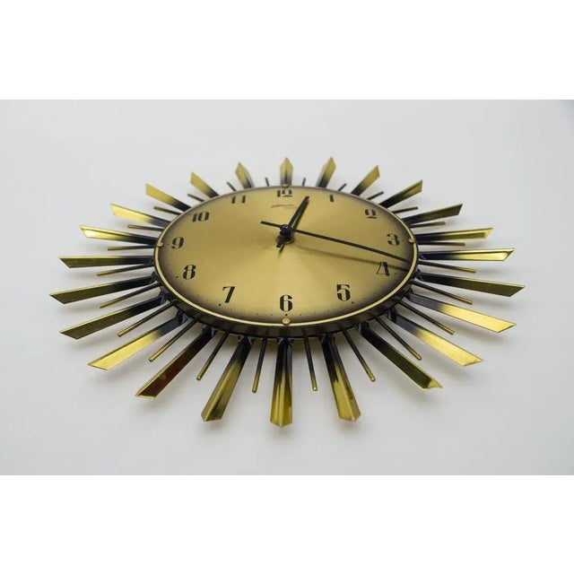 Mid-Century Modern Mid-Century Modern Sunburst Wall Clock from Condor, 1950s For Sale - Image 3 of 8