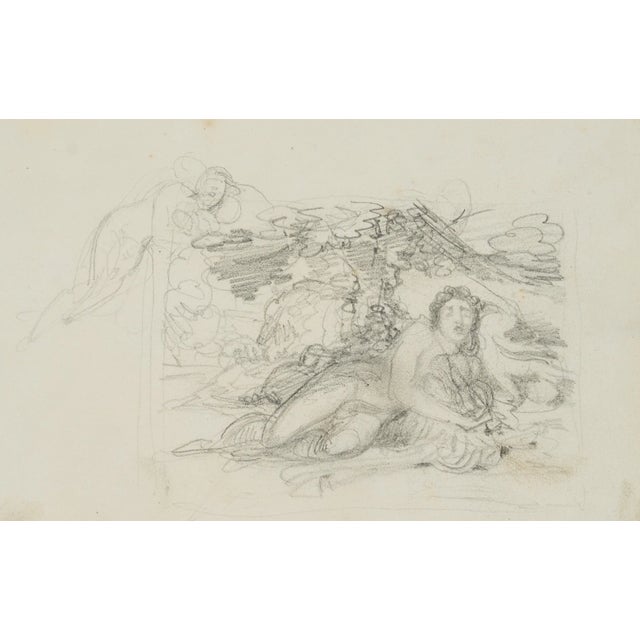 F. Bouchot, Mythological Scene, Sleeping Under Canopy, 19th-Century, Pencil For Sale
