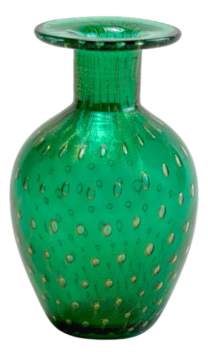 Vintage Italian Murano Glass Vase with Bullicante, 1980s