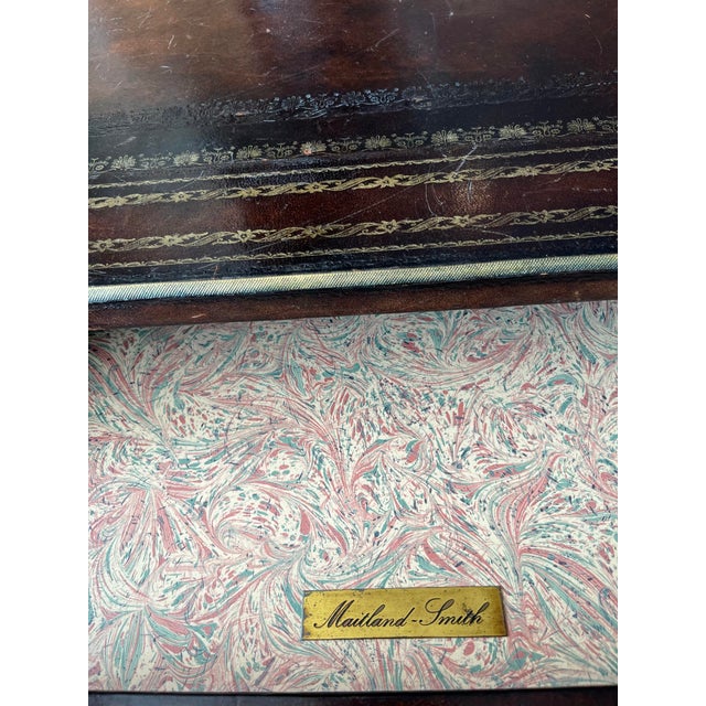 Chocolate Vintage Maitland-Smith Leather Topped Writing Desk For Sale - Image 8 of 10