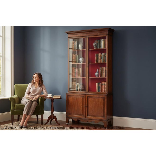 Wood Large Antique Georgian Mahogany Bookcase For Sale - Image 7 of 8